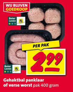  verse worst gehaktballen 400 beter leven pak gehaktbal panklaar 