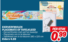  eierverfmolen tafelkleed placemats 120 180 colour your 6x to verf kwastje kleuren cm elders stuk 99 