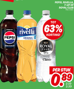  rivella royal club pepsi frisdrank cola 1 7 up fles liter taste original licht sprankelend zero sugar suiker tonic classic stuk 