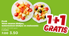  1 2 7 verse ananas blokjes watermeloen meloenmix schaal schalen 
