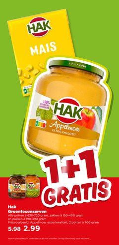  hak groenteconserven appelmoes 1 2 7 12 50 100 700 mais nutri open bruine natuurlijke ingredienten score doperwtjes worteltje potten zakken 150-400 pakken combinatie 