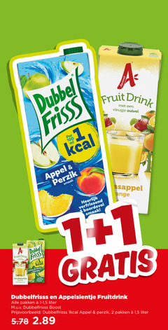  appelsientje dubbelfrisss fruitdrank 1 2 100 dubbel frisss appel perzik fruit drink vleugje zuivel sinaasappel goudappeltje pomme witte druiven citroen heer verfrissend boordevol fruitdrink pakken 5 liter boost 