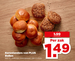  bolletjes 4 korenlanders bollen wit volkoren meergranen zak stuks 