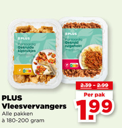  plus huismerk vegetarisch plantaardig gekruide kipstukjes gekruid rulgehakt vleesvervangers pakken pak 