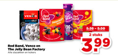  red band venco drop snoep 2 36 natural flavours schoolkrijt zacht zoet dropfruit natuurlijke kleur smaakstoffen jelly bean factory stazakken kokers winegums original stuks 3.99 