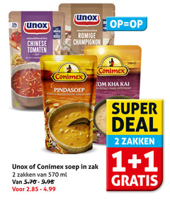  unox conimex soep 1 2 chinese tomaten lente groenten vezels romige champignon pindasoep indonesische tom ht pittige thaise kippensoep zak zakken ml super deal 