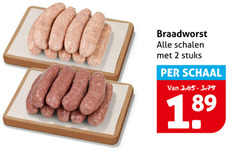  braadworst 2 schalen stuks schaal 