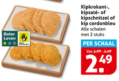  kipschnitzels 2 kipkrokantschnitzel kipschnitzel kip cordonbleu schalen stuks schaal beter leven bescherming 