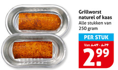  grillworst 250 naturel kaas stukken stuk 