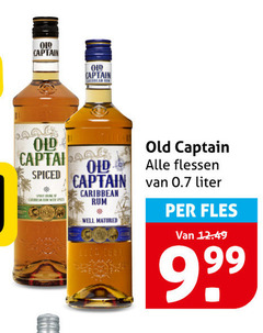  old captain rum spiced caribbean well matured flessen liter fles 