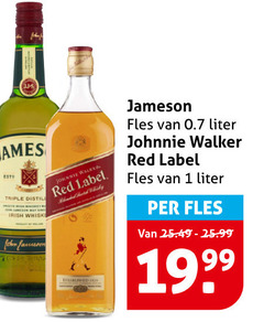  jameson johnnie walker whisky 1 19 james triple irish john red label established fles liter 