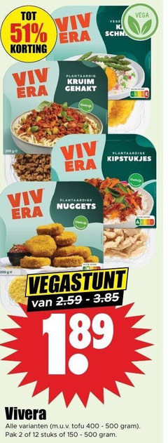  vivera vegetarisch 2 12 150 200 400 500 plantaardig kruim gehakt vega ge plantaardige nuggets kipstukjes tofu pak stuks 