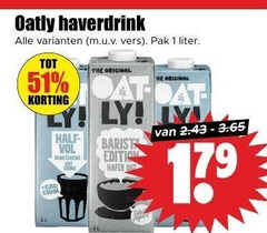  soja melk 1 oatly haverdrink vers pak liter original half pat barista edition 17 
