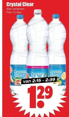  crystal clear fruitdrank fles liter koolzuur koolzuurvrij 13 