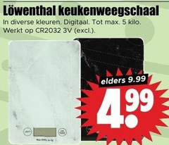  keukenweegschaal 5 kleuren digitaal kilo cr2032 man elders 