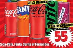  fernandes coca-cola sprite fanta cola frisdrank 33 55 blikken co less sugar zero nutri score bouquet refreshing calories extreem coca blik 