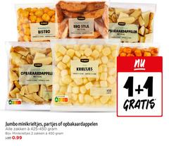  1 2 450 nutri score jumbo minikrieltjes bistro bakken min airfryer aardappelpartjes bbq stijl schil grof gesneden houdbaar to mini krieltjes le may partjes opbakaardappelen zakken 425-450 