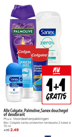  sanex colgate palmolive tandpasta deodorant douchegel 1 2 aroma essence zero derma care fresh gel caries huidtypes huid gezond control irritation anti transpirant anti-perspirant keeps skin healthy strong breath protection calcium boost regular tubes ml 