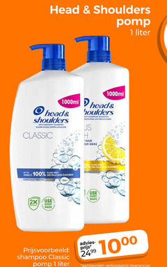  head and shoulders shampoo 1 100 1000 pomp liter dandruff shampooing classic anti up to free des clinically proven hair gras use 2x every wash 