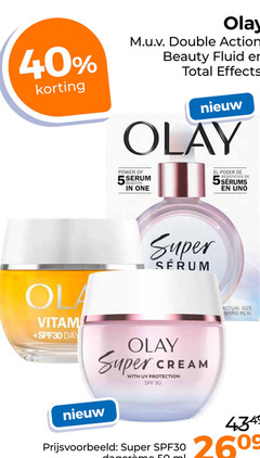  30 40 olay double action beauty fluid total effects power benefits one uno ola spf30 day super cream with uv protection actual size real 