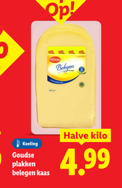  milbona kaasplakken 500 koeling goudse belegen kaas halve kilo 