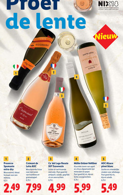  witte wijn rose 2 3 5 18 25 proef lente nix18 jaar alcohol legitimatie my france loire controller lago rosa dame gruner veltliner loss prosecco spumante dry mousserend formaat mimosa aoc mousserende frisse rosee tonen framboos granaatappel rosato lichte antipasti salade gegrilde vis zeevruchten klassieke appel citrus afgewisseld mineralen peper kip voorgerechten alsace pinot blanc zachte smaken alledaags 5.99 