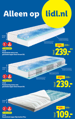  2 7 10 26 27 500 lidl.nl hoogte cm jaar zones koudschuim matras gelschuim sweet dream xxl pocketvering big comfort pockets m2 