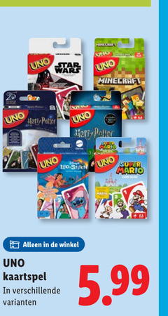  uno minecraft harry potter stitch mario super kaartspel 5.99 