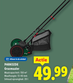  150 parkside grasmaaier maaihoogte mm inhoud opvangbak 