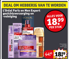  30 50 100 deal paris men expert gezichtsverzorging reiniging nouveau stuk revitalift glass skin ski vitamines uur vloeibare crime liquide laser eye bag instant eraser werking micro filler hyaluronzuur anti aging huid voller rimpels loreal serum le duo visage ml 