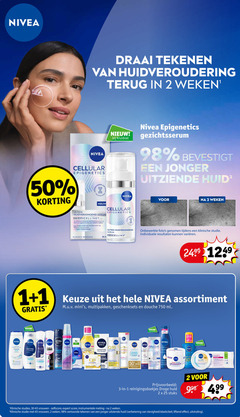  1 2 3 25 30 48 50 750 nivea draai tekenen huidveroudering terug weken cellular visage kruidvat gezichtsserum bevestigt uitziende huid serum zichtbare bewezen vrouw typen klinisch onbewerkte klinische studie individuele varieeren assortiment multipakken geschenksets douche ml men creme soft derma control black white fresh active sensitive peau sensible q10 sun invisible repair car reinigingsdoekjes droge stuks studies vrouwen expert score instrumentele meting vertoonde elasticiteit liftend effect uitstraling 