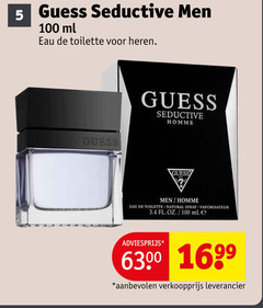  5 100 guess seductive men ml eau toilette heren homme natural spray vaporisateur 