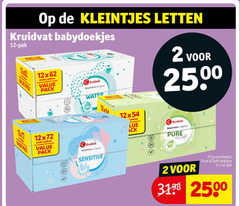  kruidvat huismerk billendoekjes 2 12 99 kleintjes babydoekjes pak pack stuks lingettes water 250 12x72 sensitive soft doekjes 