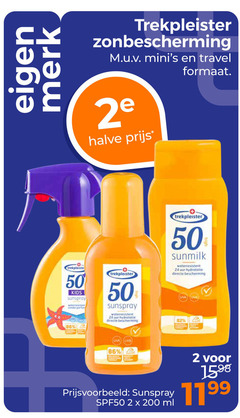  2 24 50 200 merk trekpleister zonbescherming travel formaat 2e halve kids sunspray waterresistent uur hydratatie bescherming sunmilk uva uvb spf50 ml 