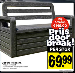  tuinbank 2 opberg kleur antraciet opbergbak inhoud liter amazon stuk stuks 
