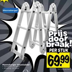  vouwladder 2 4 inklapbaar delen 3 6 meter stuk stuks 