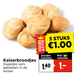  kaiserbroodjes 5 voucher stuks dagelijks vers gebakken 