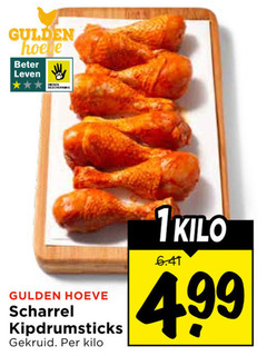  1 gulden beter leven hoeve scharrel kipdrumsticks gekruid kilo 