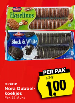  32 haselinos black white nora dubbel koekjes pak stuks 