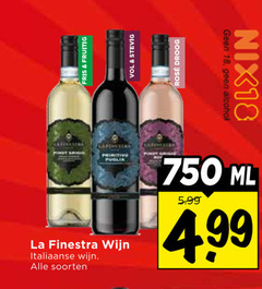  witte wijn rode 18 750 la finestra italiaanse soorten puglia fris fruitig stevig rosee droog alcohol nix18 pinot ml 5.99 