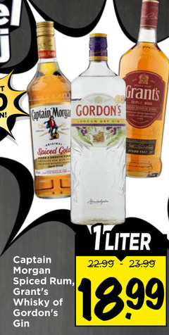  captain morgan dry kin triple spiced gold stand fast rum whisky gin liter 