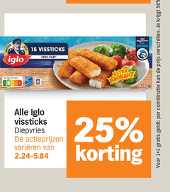  iglo vissticks 1 15 25 50 100 filet nutri score but versheid krokant diepvries varieeren combinatie 