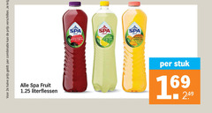  spa en fruit fruitdrank 2e halve combinatie literflessen raspberry blackcurrant lemon cactus mango apricot stuk 