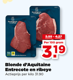  100 boerentrots beter leven blonde 3.99 entrecote ribeye actieprijs kilo 