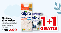  1 2 alpro koeling mild creamy naturel suikers pakken protein sugars nature from soya culture blauwe bosbes myrtille 