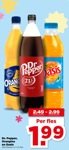  orangina fruitdrank cola 23 100 avec naturel colorant sans arome orang pepper authentic blend flavo authentique saveurs tropical dr. oasis flessen 5 liter fles 1 99 