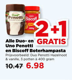  duo penotti hazelnootpasta speculaaspasta 1 2 3 400 biscoff hazelnoot vanille uno boterhampasta potten 