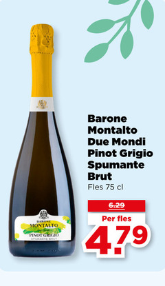  champagne sparkling wijn barone montalto pinot grigio spumante brut fles 