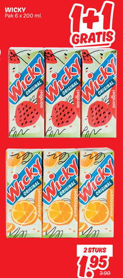  wicky fruitdrank 1 2 6 200 pak ml original pan stuks sinaasappel aardbei 