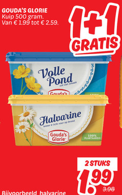  goudas glorie margarine 1 2 100 500 kuip volle pond halvarine licht brood plantaardig stuks 